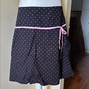 Mix Nouveau Knee-length Black and Pink Skater Skirt with Pleated Tie Front